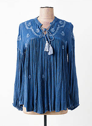 Blouse manches longues manches longues bleu STUDIO PARISIEN femme