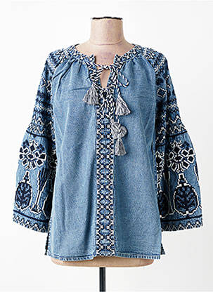 Blouse manches longues manches longues bleu STUDIO PARISIEN femme