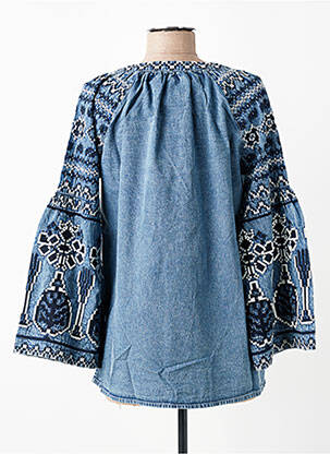 Blouse manches longues manches longues bleu STUDIO PARISIEN femme
