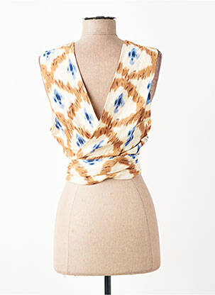 Top imprimé fantaisie sans manche marron THE KORNER femme