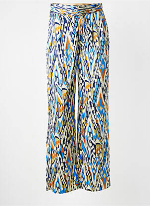 Pantalon large fermeture zippée sous rabat avec crochet taille normale bleu SEE U SOON femme