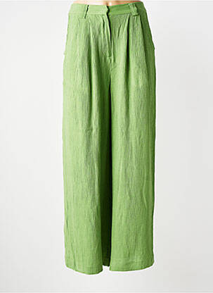 Pantalon large tissage crêpe taille normale vert SEE U SOON femme