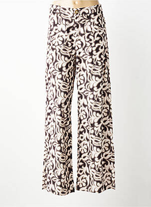Pantalon large fermeture zippée sous rabat boutonné taille normale marron ORFEO femme
