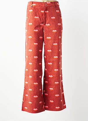 Pantalon large fermeture zippée sous rabat boutonné taille normale rouge COMPAÑIA FANTASTICA femme