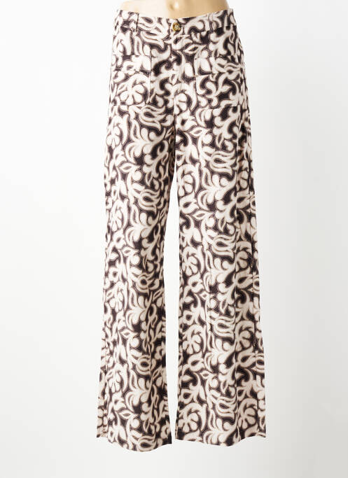 Pantalon large fermeture zippée sous rabat boutonné taille normale marron ORFEO femme