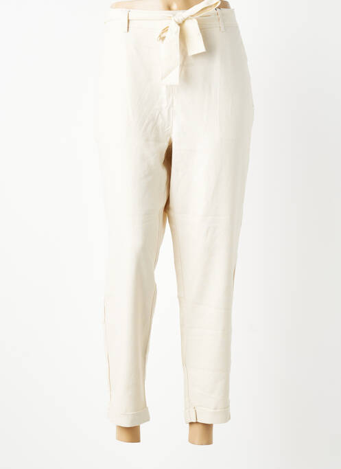 Pantalon 7/8 tissage popeline taille normale beige C'EST BEAU LA VIE femme