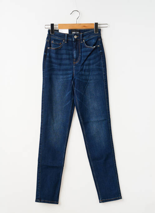 Jeans coupe slim stretch taille haute bleu PIECES femme
