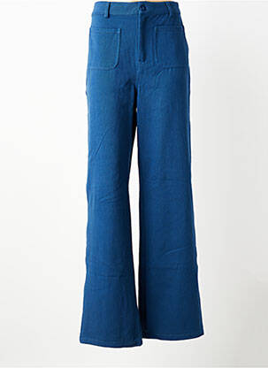 Pantalon droit tissage popeline taille normale bleu PIECES femme