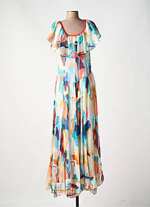 Robe longue imprimé fantaisie manches courtes bleu FORTE-FORTE femme
