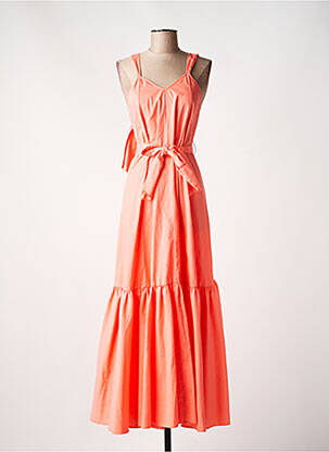 Robe longue coupe évasée fines bretelles orange FORTE-FORTE femme