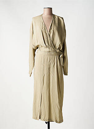 Robe longue manches longues manches longues beige HUMANOID femme