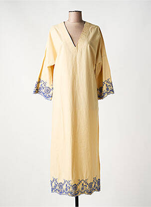 Robe longue col v manches 3/4 beige HOD femme