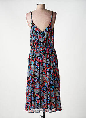 Robe mi-longue imprimé fantaisie fines bretelles noir IDANO femme
