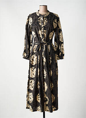Robe longue imprimé fantaisie manches longues noir V.DE.VINSTER femme