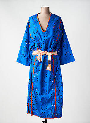 Robe longue coupe cintrée manches 3/4 bleu HOD femme