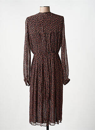 Robe mi-longue coupe fluide manches longues noir IDANO femme