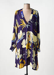 Robe mi-longue imprimé fantaisie manches longues bleu HOD femme