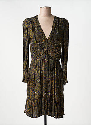 Robe courte coupe évasée manches longues vert LOUIZON femme
