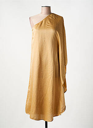 Robe mi-longue manches longues manches longues beige ATELIERS FRANÇAIS DE CONFECTION femme