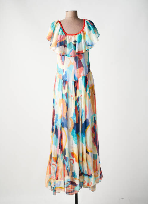 Robe longue imprimé fantaisie manches courtes bleu FORTE-FORTE femme