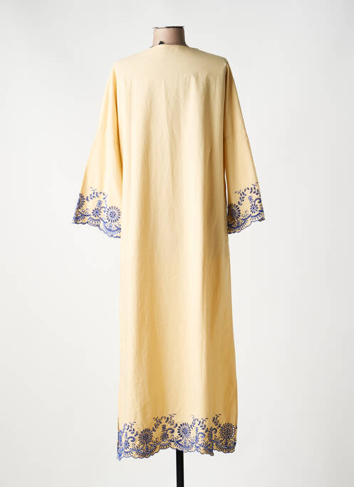 Robe longue col v manches 3/4 beige HOD femme