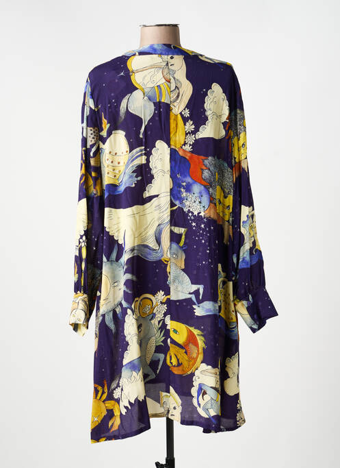 Robe mi-longue imprimé fantaisie manches longues bleu HOD femme