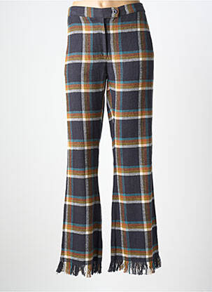 Pantalon droit fermeture zippée sous rabat boutonné taille normale bleu V.DE.VINSTER femme