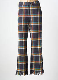 Pantalon droit fermeture zippée sous rabat boutonné taille normale bleu V.DE.VINSTER femme