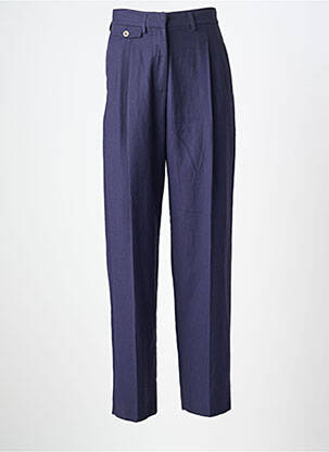 Pantalon droit fermeture zippée sous rabat avec crochet taille normale bleu ATTIC AND BARN femme