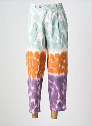 Pantalon 7/8 fermeture zippée sous rabat boutonné taille normale bleu LOVE AND LET DYE femme