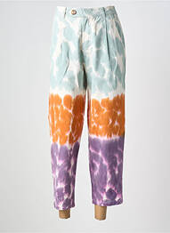 Pantalon 7/8 fermeture zippée sous rabat boutonné taille normale bleu LOVE AND LET DYE femme