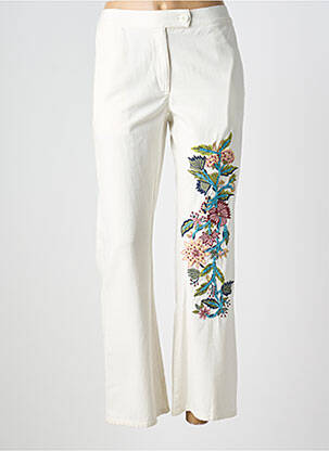 Pantalon droit fermeture zippée sous rabat boutonné taille normale blanc V.DE.VINSTER femme