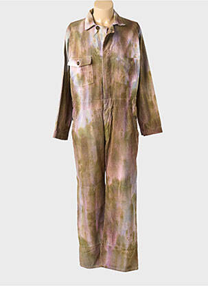 Combi-pantalon fermeture boutonnée sur le devant manches longues vert LOVE AND LET DYE femme