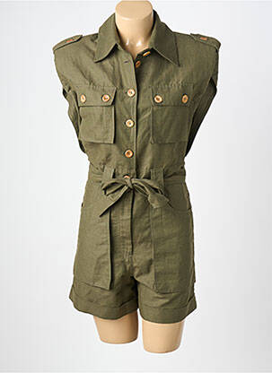 Combishort fermeture boutonnée sur le devant manches courtes vert MADEINTOMBOY femme