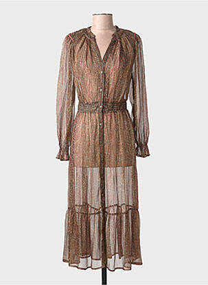 Robe longue manches longues manches longues marron LOUIZON femme