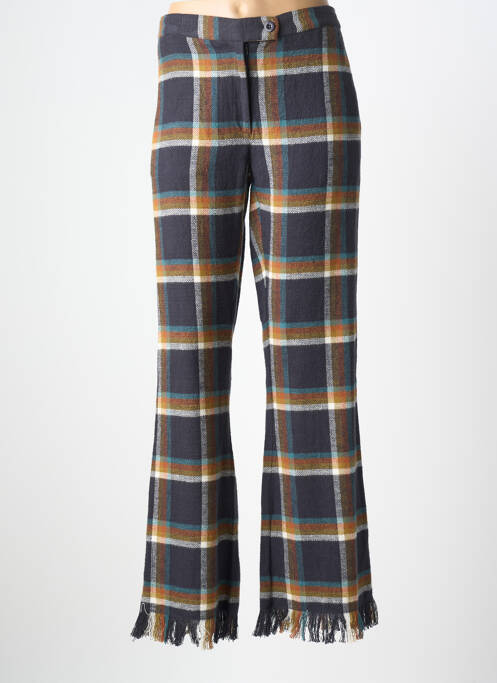 Pantalon droit fermeture zippée sous rabat boutonné taille normale bleu V.DE.VINSTER femme