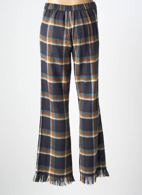 Pantalon droit fermeture zippée sous rabat boutonné taille normale bleu V.DE.VINSTER femme