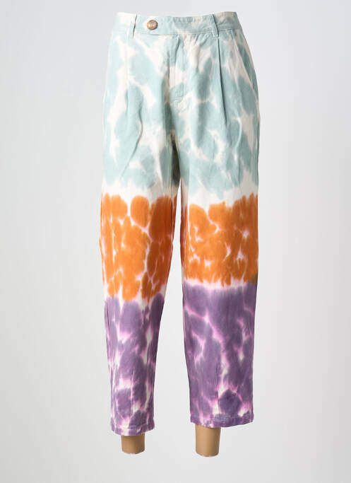 Pantalon 7/8 fermeture zippée sous rabat boutonné taille normale bleu LOVE AND LET DYE femme