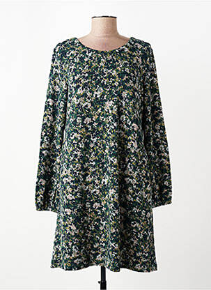 Robe mi-longue imprimé fantaisie manches longues vert LILY & ME femme