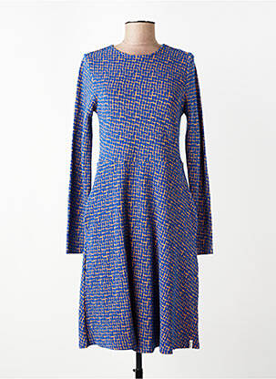 Robe mi-longue imprimé fantaisie manches longues bleu TRANQUILLO femme