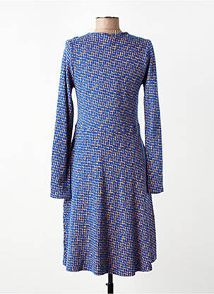Robe mi-longue imprimé fantaisie manches longues bleu TRANQUILLO femme
