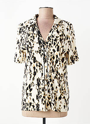 Chemisier imprimé fantaisie manches courtes beige YEST femme