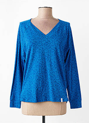 Top imprimé fantaisie manches longues bleu TRANQUILLO femme