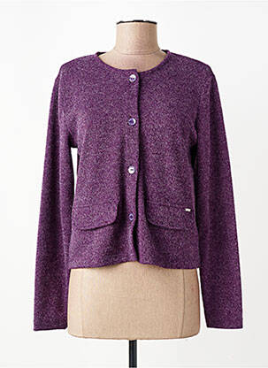 Gilet manches longues fermeture boutonnée sur le devant violet MALOKA femme