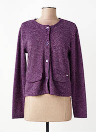 Gilet manches longues fermeture boutonnée sur le devant violet MALOKA femme