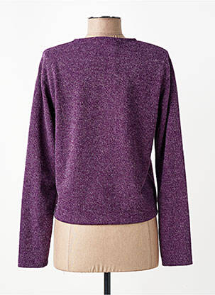 Gilet manches longues fermeture boutonnée sur le devant violet MALOKA femme
