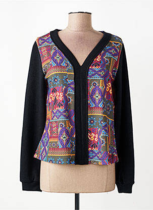 Gilet manches longues fermeture boutonnée sur le devant noir MALOKA femme