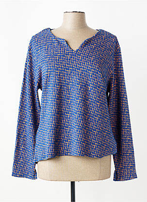 Pull coupe droite manches longues bleu TRANQUILLO femme