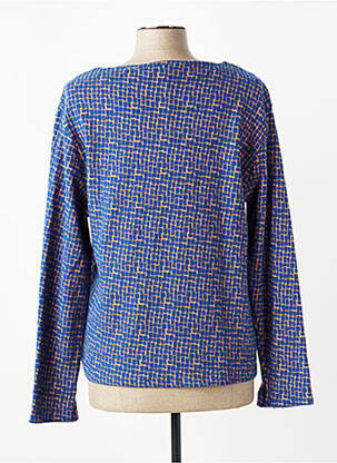 Pull coupe droite manches longues bleu TRANQUILLO femme