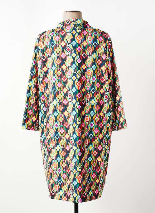 Robe mi-longue imprimé fantaisie manches longues bleu MALOKA femme